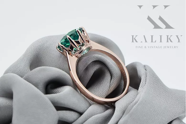 Ring Vintage Jewlery Emerald Sterling silver rose gold plated vrc157rp